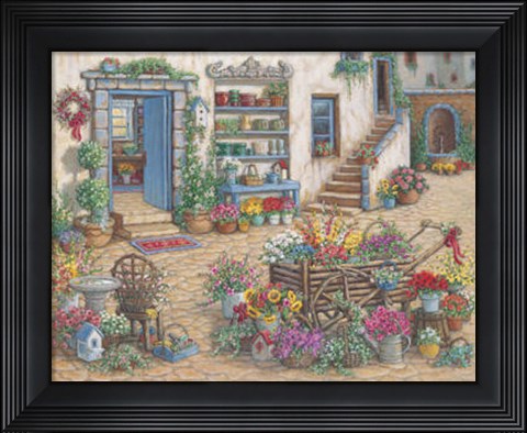 Framed Courtyard Flower Shoppe Print