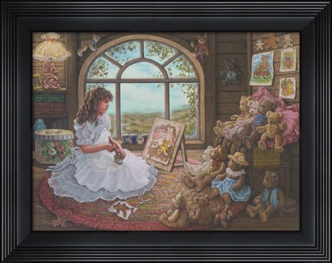 Framed Jenny Paints Her Bears Print
