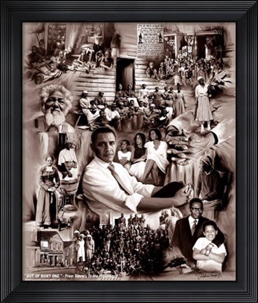 Framed Obama: Out of Many One: From Slavery to the Presidency Print