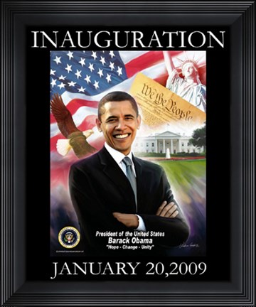 Framed Obama Inauguration: Hope, Change, Unity Print