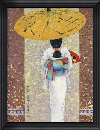 Framed Girl in Kimono I (Metallic Print) Print