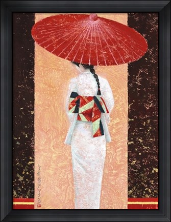 Framed Girl in Kimono II (Metallic Print) Print