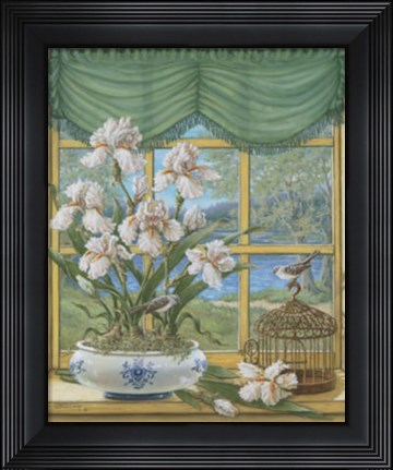 Framed Irises By The Lake Print
