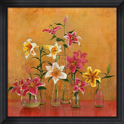 Framed Lilies In Vases II Print