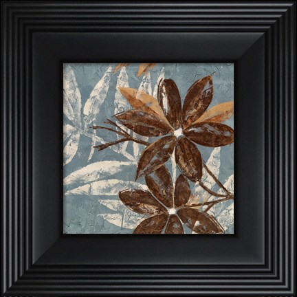 Framed Flowers on Denim IV Print
