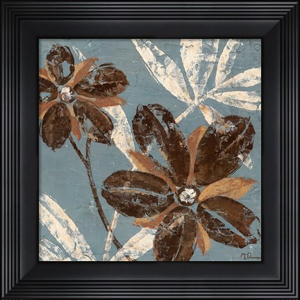 Framed Flowers on Denim III Print
