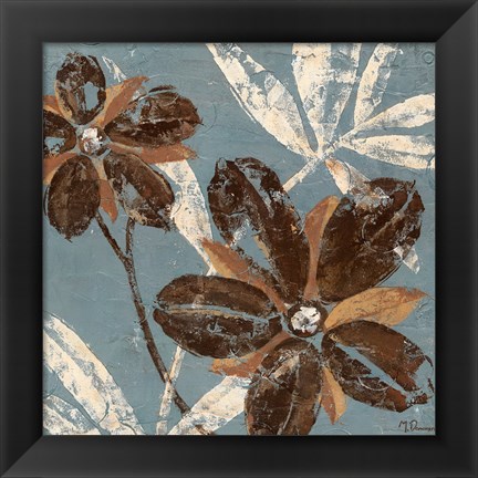 Framed Flowers on Denim III Print