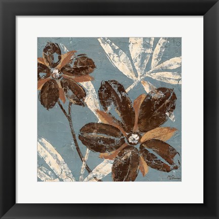 Framed Flowers on Denim III Print