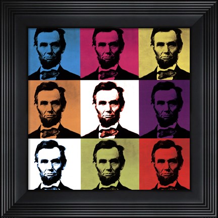 Framed Abraham Lincoln - colored tiles Print