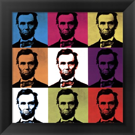 Framed Abraham Lincoln - colored tiles Print