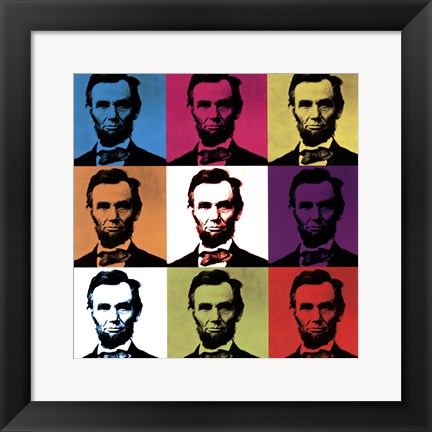 Framed Abraham Lincoln - colored tiles Print