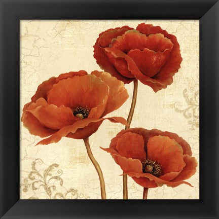 Framed Poppy Bouquet II Print