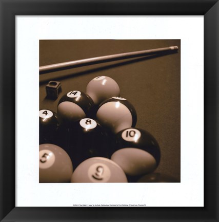 Framed Pool Table II - Sepia Print