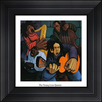 Framed Young Lion Quartet (mini) Print
