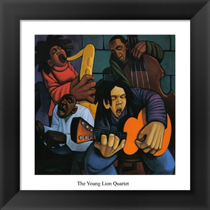Framed Young Lion Quartet (mini) Print