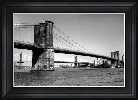 Framed Brooklyn Bridge and Manhattan Bridge, Day Print