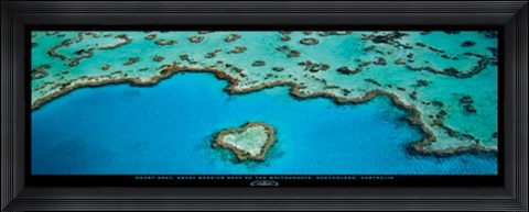 Framed Heart Reef, Great Barrier Reef Print