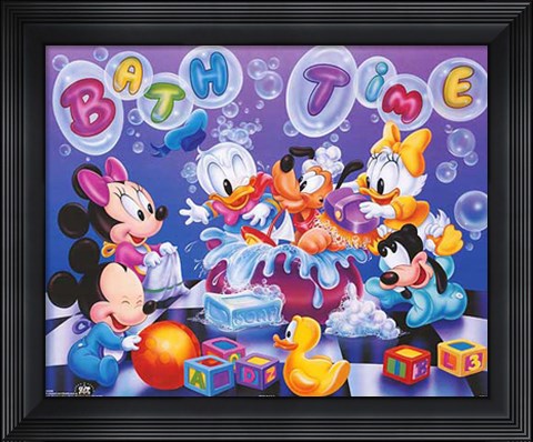 Framed Disney Babies: Bath Time Print
