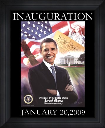 Framed Obama Inauguration: Hope, Change, Unity Print