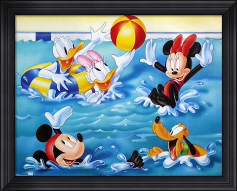 Framed Mickey &amp; Friends: Pool Games Print