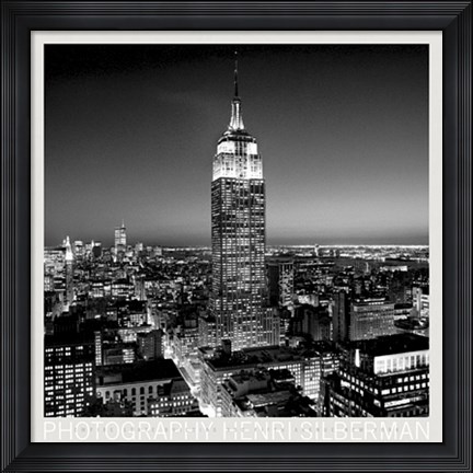 Framed Empire State Building at Night Print