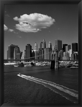 Framed White Cloud Over Brooklyn Bridge Print