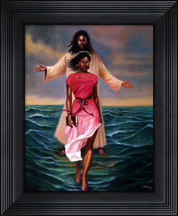 Framed He Walks with Me Print