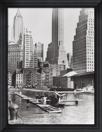 Framed Airplane Landing in Manhattan, 1934 Print