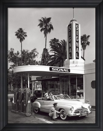 Framed Gas Station, 1950 Print