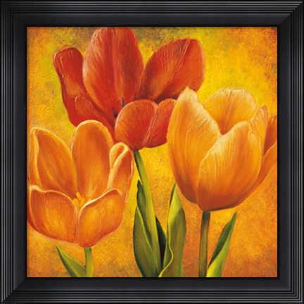 Framed Orange Tulips I Print
