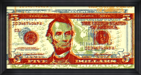 Framed Five Dollar Bill Print