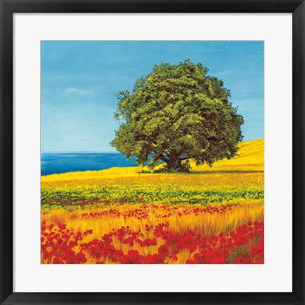 Framed Albero sul mare I Print