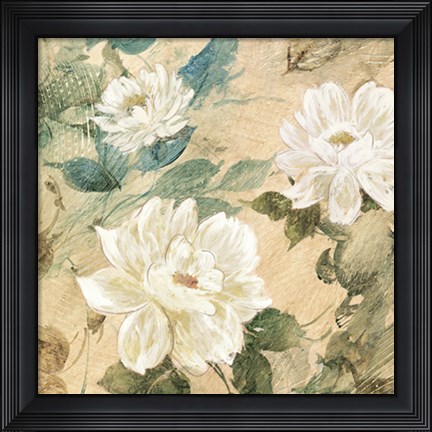 Framed White Flowers II Print