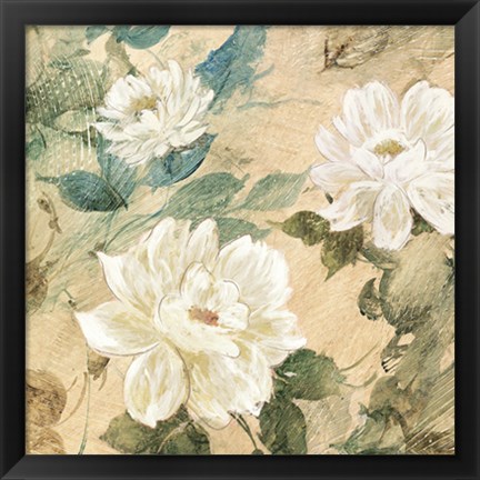 Framed White Flowers II Print