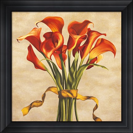Framed Bouquet ambra Print