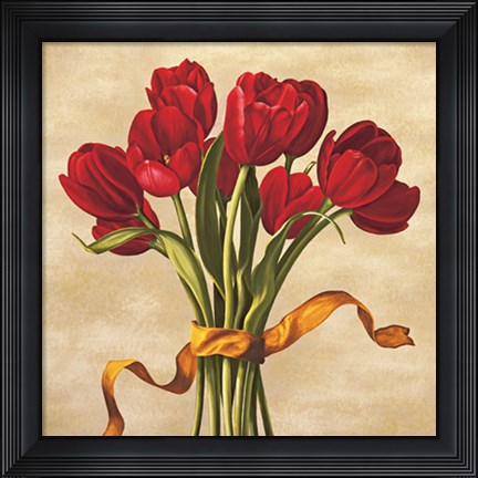 Framed Bouquet rubino Print