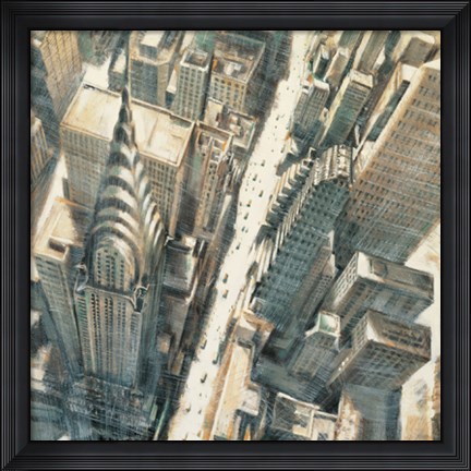 Framed Aerial View of Chrysler Building Print