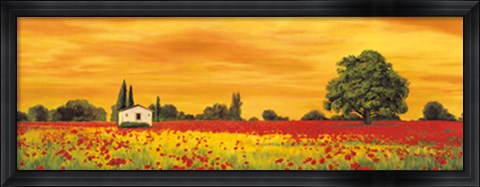 Framed Field of Poppies Print