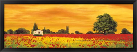 Framed Field of Poppies Print