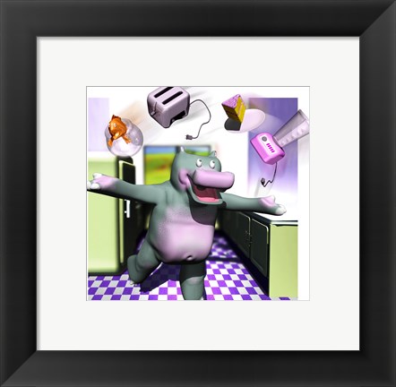 Framed Kitchen Hippo Print