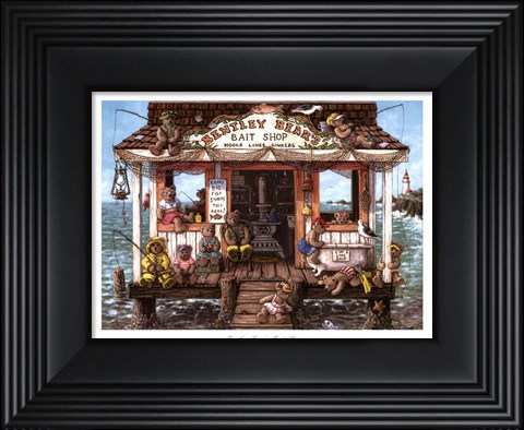 Framed Bentley Bear&#39;s Bait Shop Print