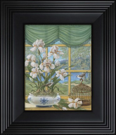 Framed Irises By The Lake Print