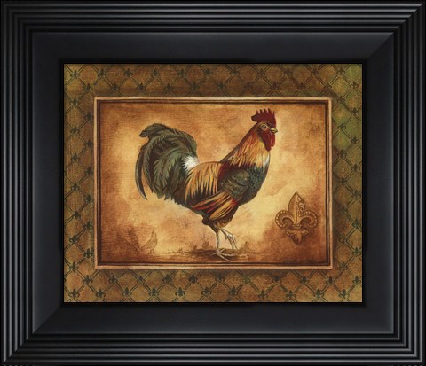 Framed Country Rooster I - mini Print