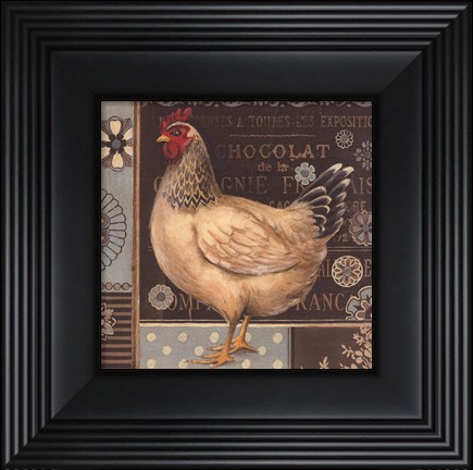 Framed Aqua Rooster II - petite Print