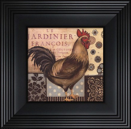 Framed Aqua Rooster Print