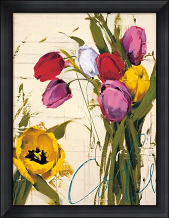 Framed Bouquet of Tulips I Print