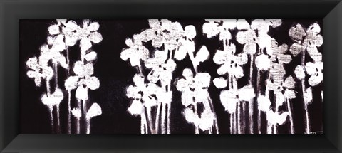 Framed White Flowers on Black I Print