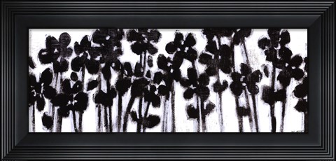 Framed Black Flowers on White II Print