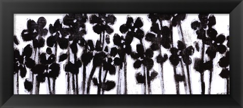 Framed Black Flowers on White II Print