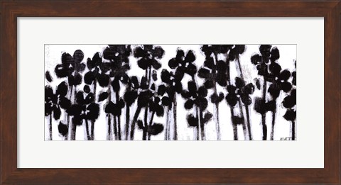 Framed Black Flowers on White II Print